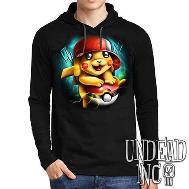 Pikachu - Mens Long Sleeve Hooded Shirt