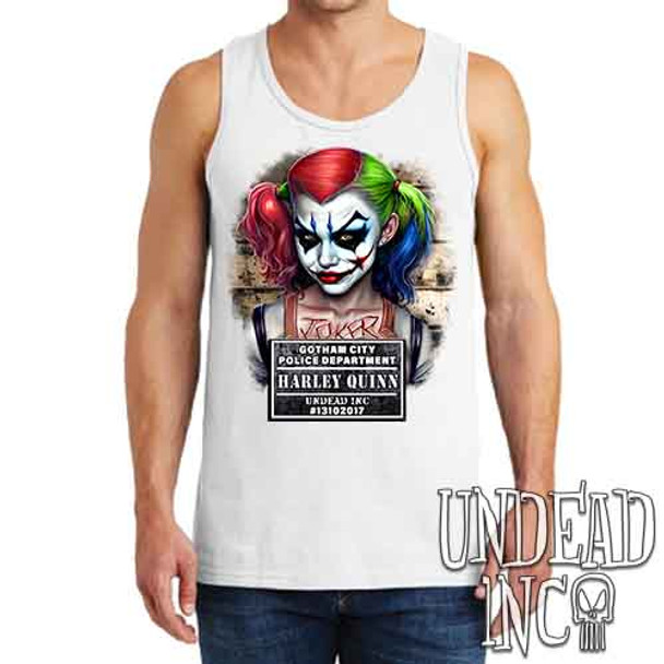 Harley Quinn Mugshot - Men's WHITE Tank Singlet