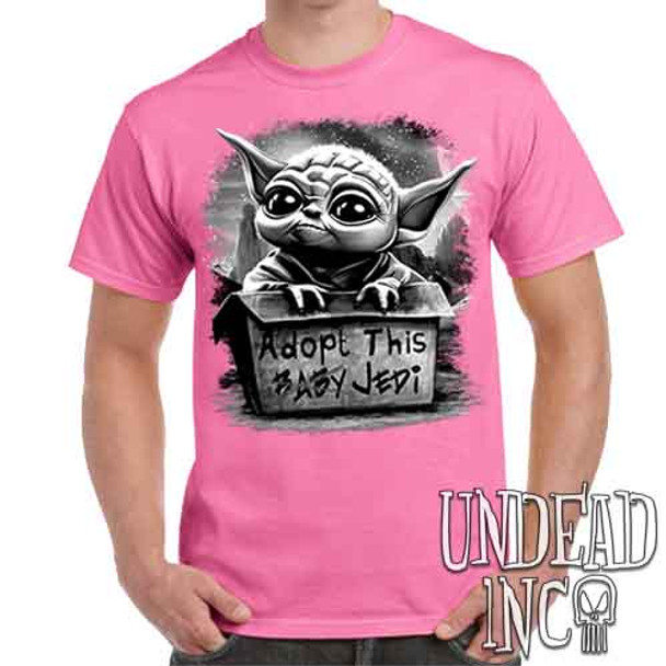 Grogu Adopt Me Black & Grey - Men's Pink T-Shirt