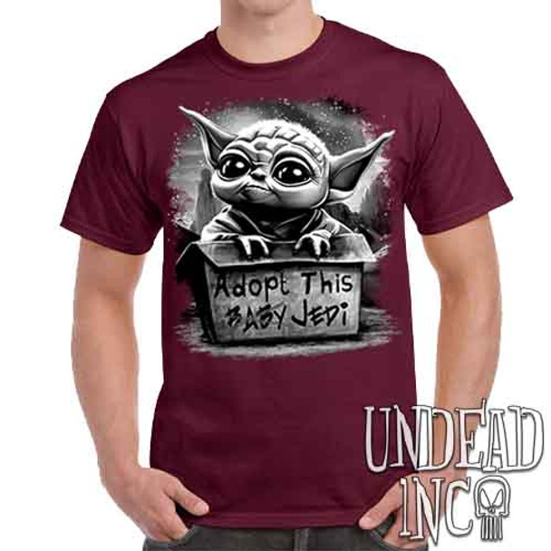 Grogu Adopt Me Black & Grey - Men's  Maroon T-Shirt