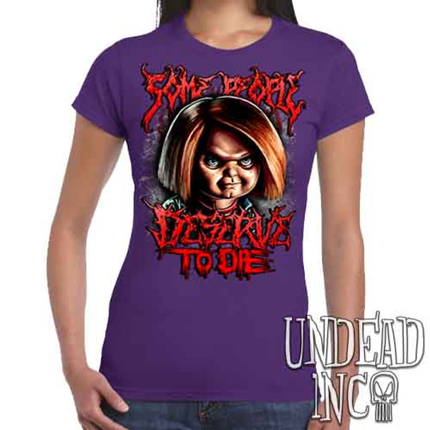 Chucky "Some People" - Women's FITTED PURPLE T-Shirt