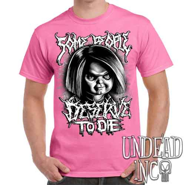 Chucky "Some People" Black & Grey - Men's Pink T-Shirt