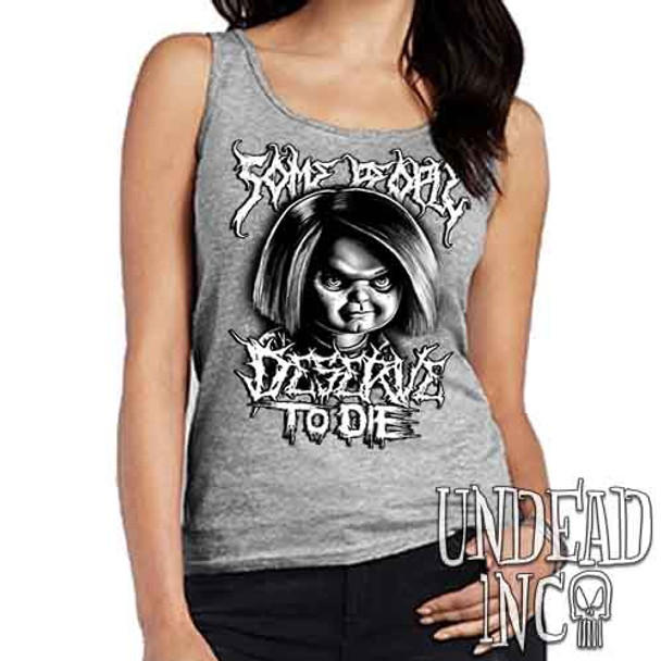 Chucky "Some People" Black & Grey - Ladies GREY Singlet Tank