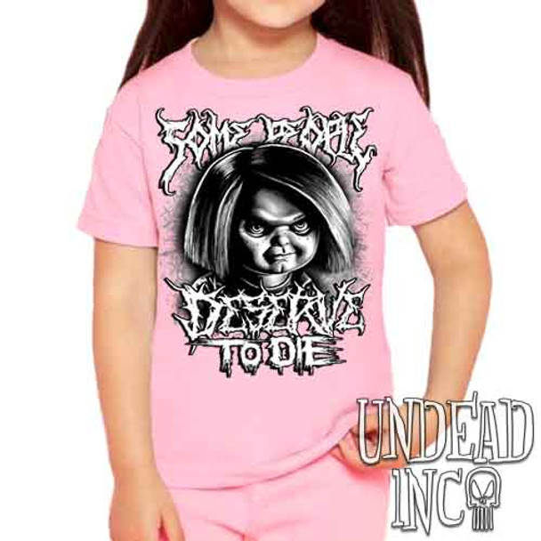 Chucky "Some People" Black & Grey - Kids Unisex PINK Girls and Boys T shirt
