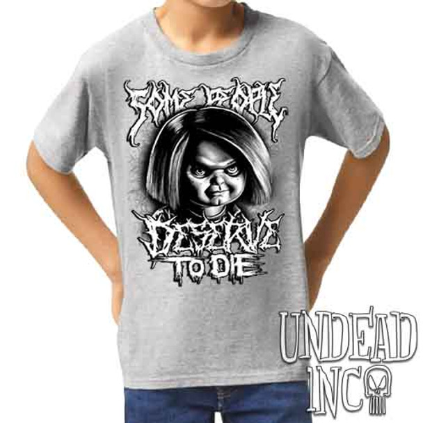Chucky "Some People" Black & Grey - Kids Unisex GREY Girls and Boys T shirt