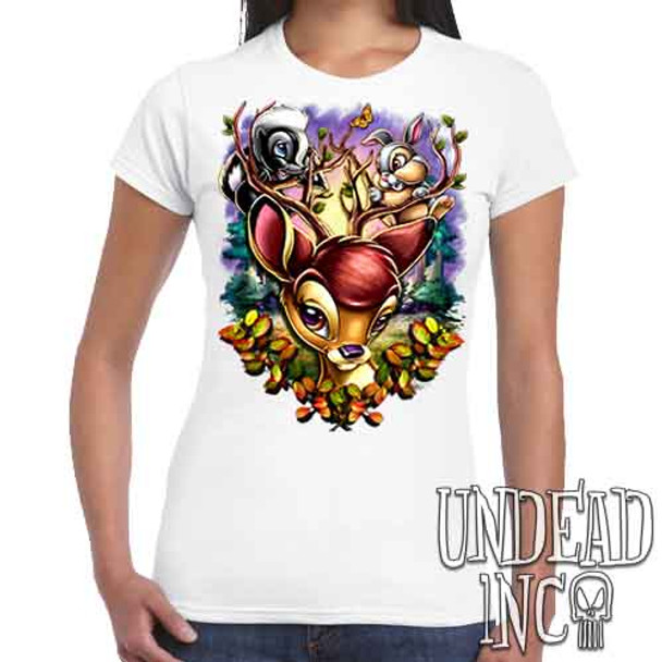 Bambi Woodland Antlers - Women's FITTED WHITE T-Shirt