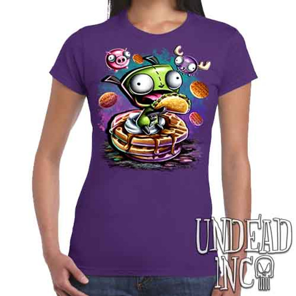 Invader Zim Gir Waffles - Women's FITTED PURPLE T-Shirt