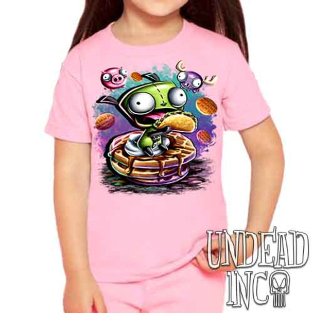Invader Zim Gir Waffles - Kids Unisex PINK Girls and Boys T shirt