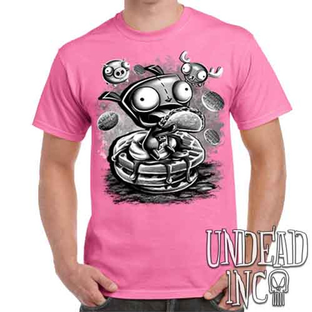 Invader Zim Gir Waffles Black & Grey - Men's Pink T-Shirt