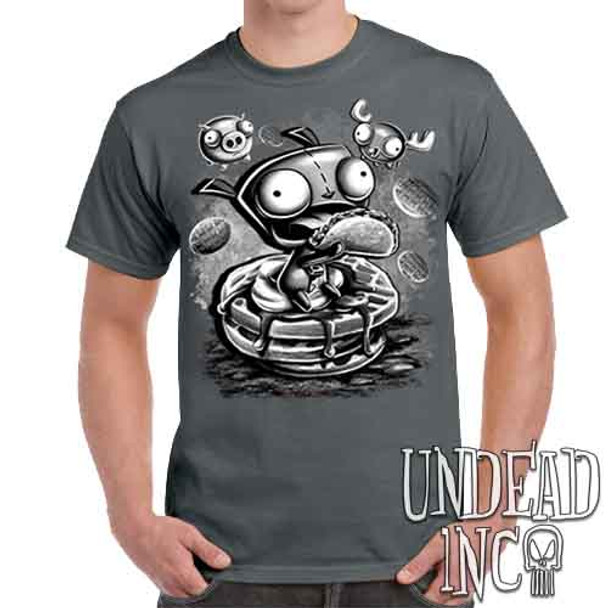 Invader Zim Gir Waffles Black & Grey - Men's Charcoal T-Shirt