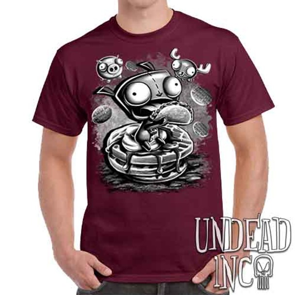 Invader Zim Gir Waffles Black & Grey - Men's  Maroon T-Shirt