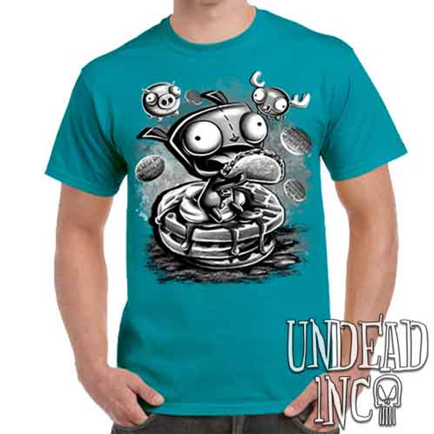 Invader Zim Gir Waffles Black & Grey - Men's Teal T-Shirt