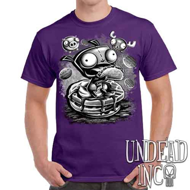 Invader Zim Gir Waffles Black & Grey - Men's Purple T-Shirt