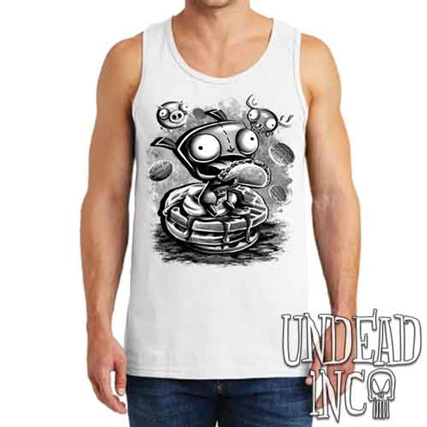 Invader Zim Gir Waffles Black & Grey - Men's WHITE Tank Singlet