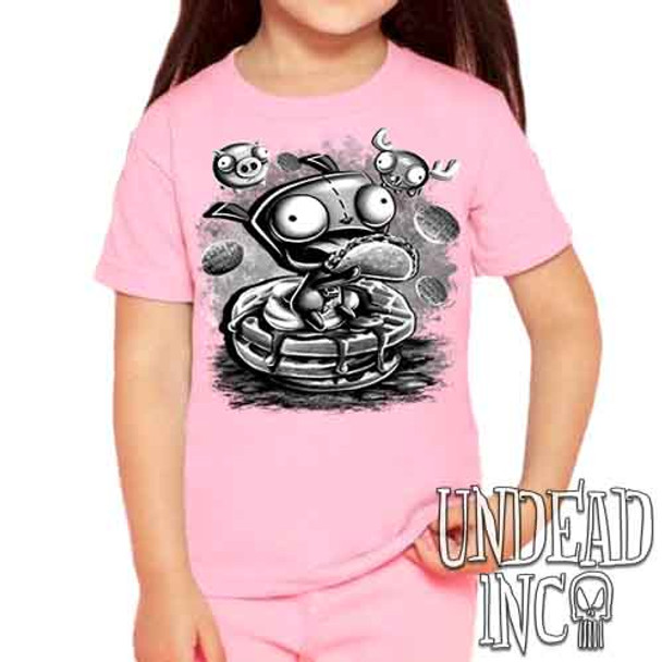 Invader Zim Gir Waffles Black & Grey - Kids Unisex PINK Girls and Boys T shirt