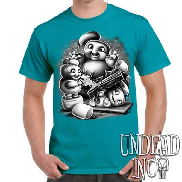 Mini Puft Madness  Black & Grey - Men's Teal T-Shirt