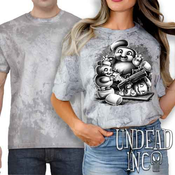 Mini Puft Madness  Black & Grey - UNISEX COLOUR BLAST SMOKE T-Shirt