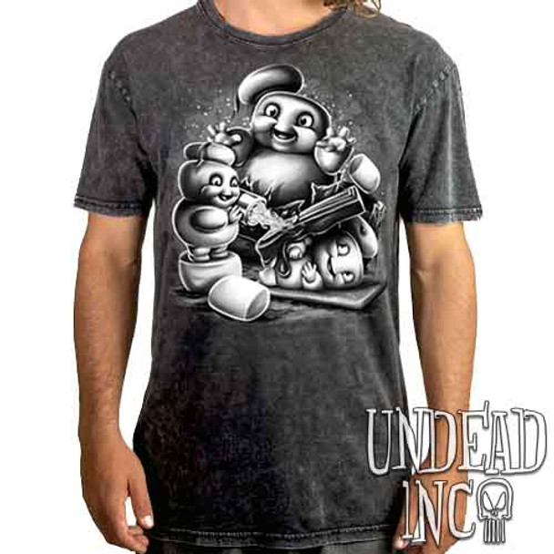 Mini Puft Madness  Black & Grey - UNISEX STONE WASH T-Shirt