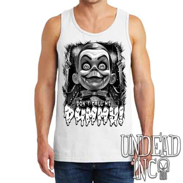 Slappy Don't Call Me Dummy Black & Grey - Men's WHITE Tank Singlet