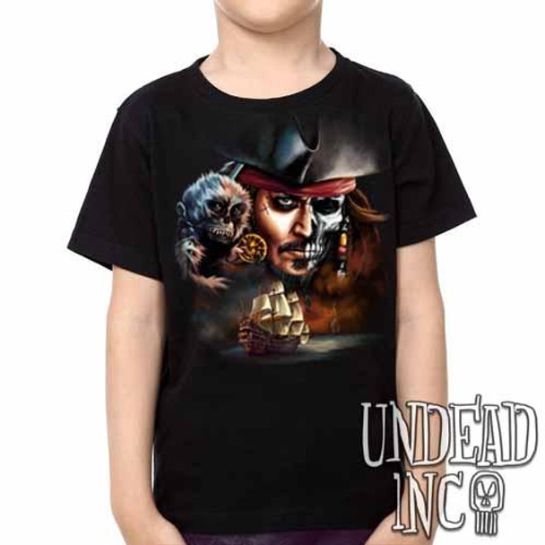 Pirates Of The Caribbean Undead Jack Sparrow - Kids Unisex Girls and Boys T shirt