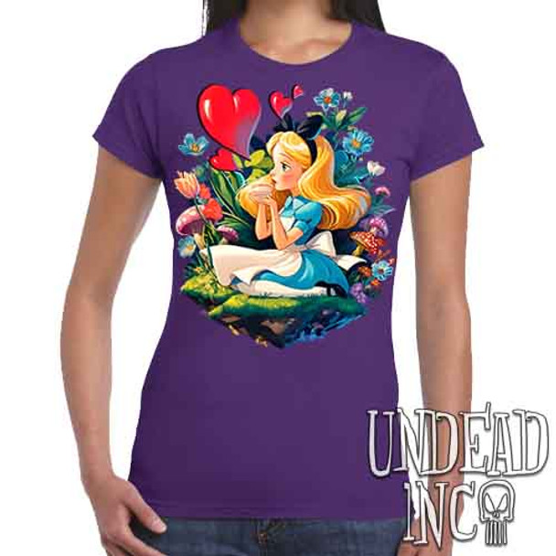 Vintage Wonderland - Women's FITTED PURPLE T-Shirt