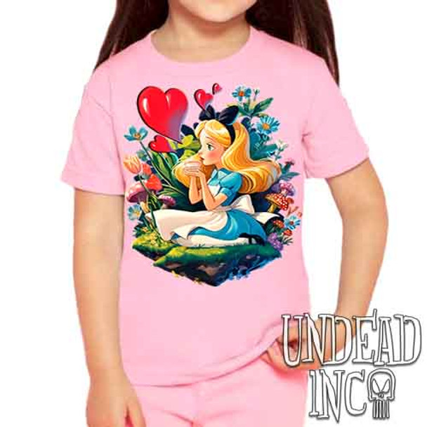 Vintage Wonderland - Kids Unisex PINK Girls and Boys T shirt