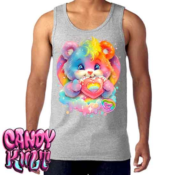 For The Love Of Rainbows Retro Candy - Men's GREY Tank Singlet