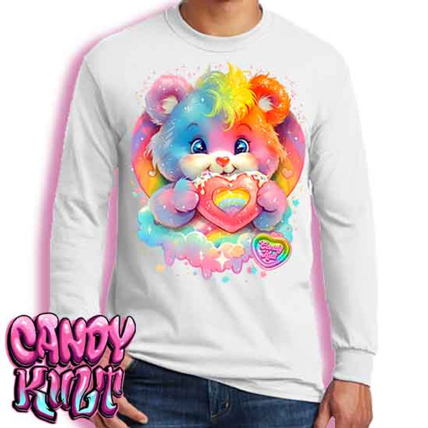 For The Love Of Rainbows Retro Candy - Men's Long Sleeve WHITE Tee