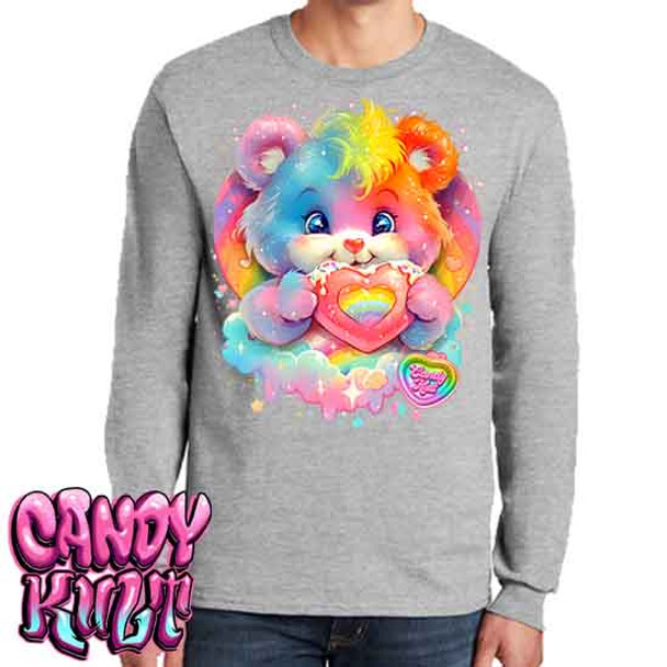 For The Love Of Rainbows Retro Candy - Men's Long Sleeve GREY Tee