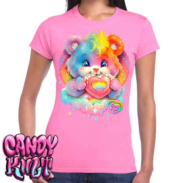 For The Love Of Rainbows Retro Candy - Women's FITTED PINK T-Shirt