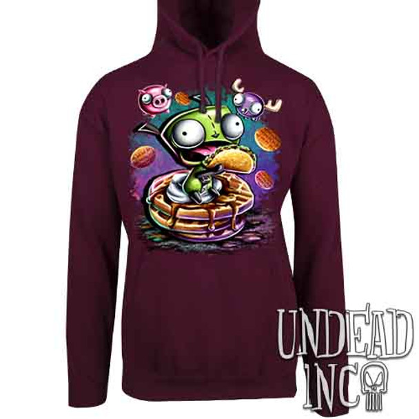 Invader Zim Gir Waffles - Mens / Unisex MAROON Fleece Hoodie