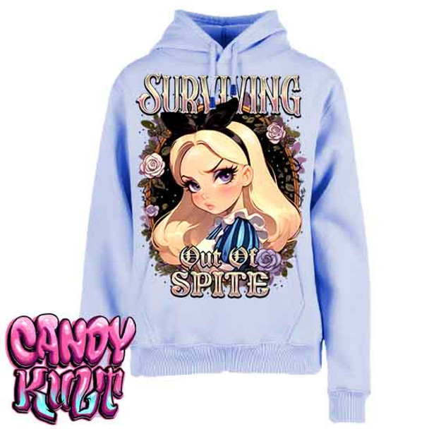 Surviving Out Of Spite Candy Toons - Ladies / Juniors LIGHT BLUE Fleece Hoodie