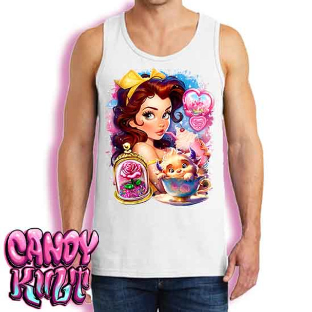 Beauty & The Beast Retro Candy - Men's WHITE Tank Singlet