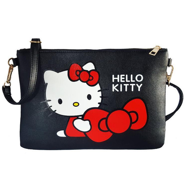 Hello Kitty Black Bow Pu Leather Cross Body / Shoulder Bag