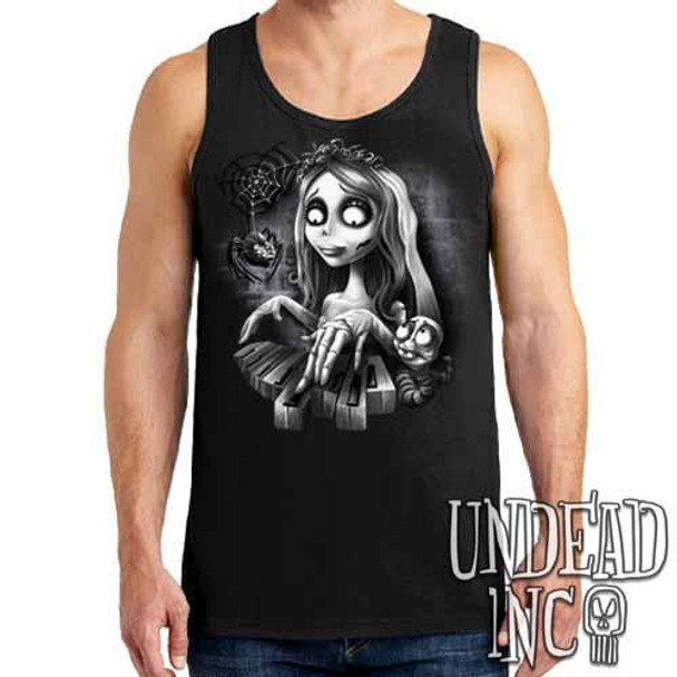 Corpse Bride Piano Black Grey Mens Tank Singlet