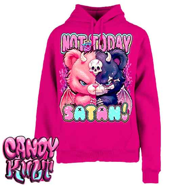 Not Today Satan Fright Candy - Ladies / Juniors HOT PINK Fleece Hoodie