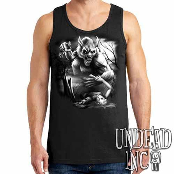 Werewolf Moonlight Murder Black Grey Mens Tank Singlet