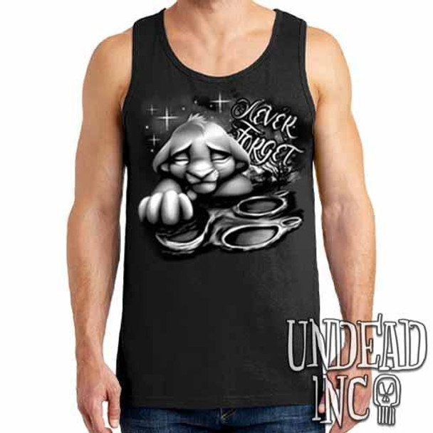 Lion King Simba Never Forget Black Grey Mens Tank Singlet