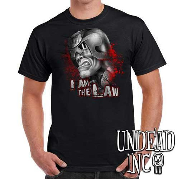 Judge Dredd I AM THE LAW - Mens T Shirt - BLACK GREY