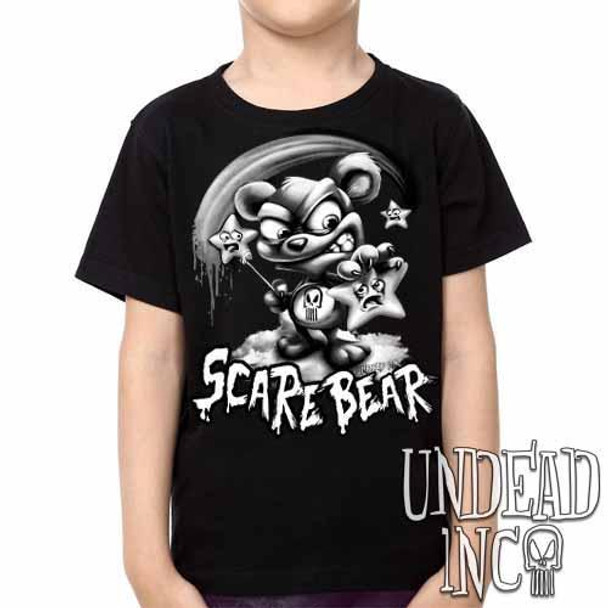 Undead Inc Scare Bear Hunting Stars Black & Grey -  Kids Unisex Girls and Boys T shirt Clothing