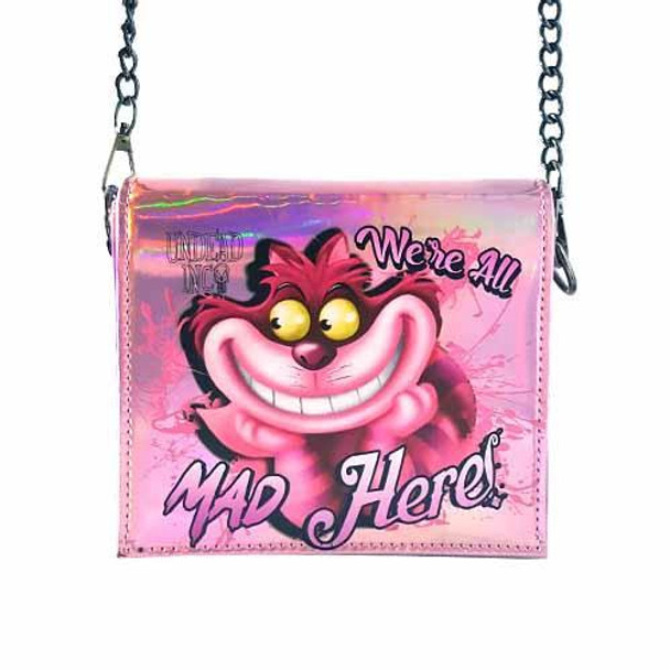 Cheshire Cat We're All Mad Here Undead Inc Shoulder Bag With Removable Chain