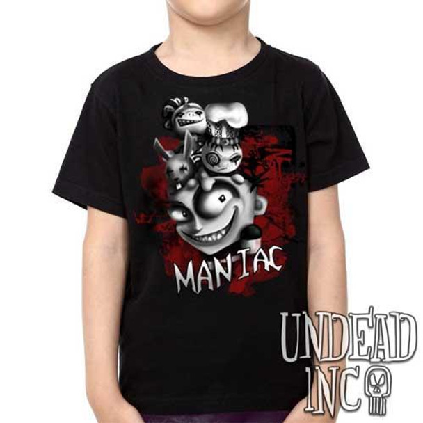 JTHM "Maniac" Nailbunny and Dough boys Johnny the Homicidal Maniac black grey - Kids Unisex Girls and Boys T shirt Clothing