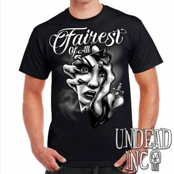 Snow White Evil Queen Fairest Of All - Mens T Shirt Black & Grey