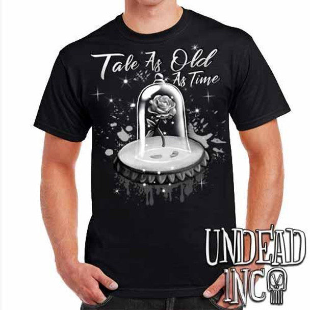 Tale As Old As Time Enchanted Rose - Mens T Shirt Black & Grey