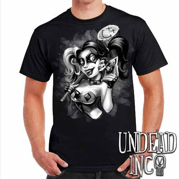 Harley Quinn Joker Kiss - Mens T Shirt Black & Grey