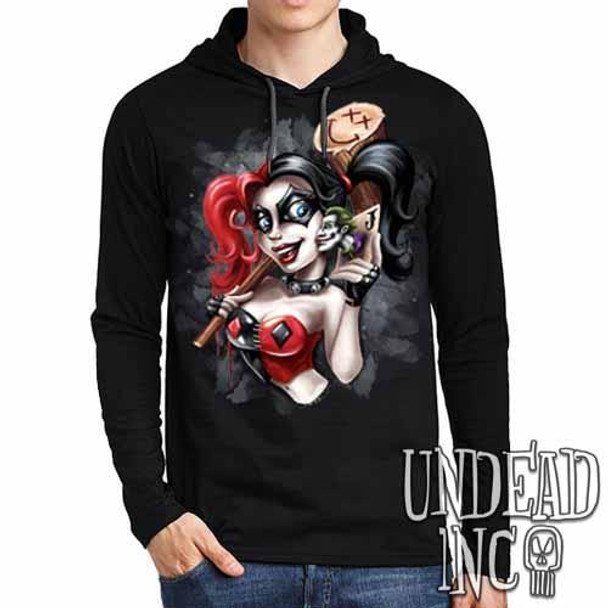 Harley Quinn Joker Kiss - Mens Long Sleeve Hooded Shirt