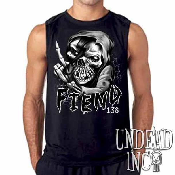 FIEND 138 Misfit Black & Grey Mens Sleeveless Shirt