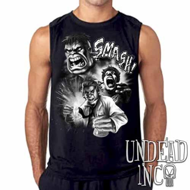 Incredible Hulk Transformation Black & Grey Mens Sleeveless Shirt