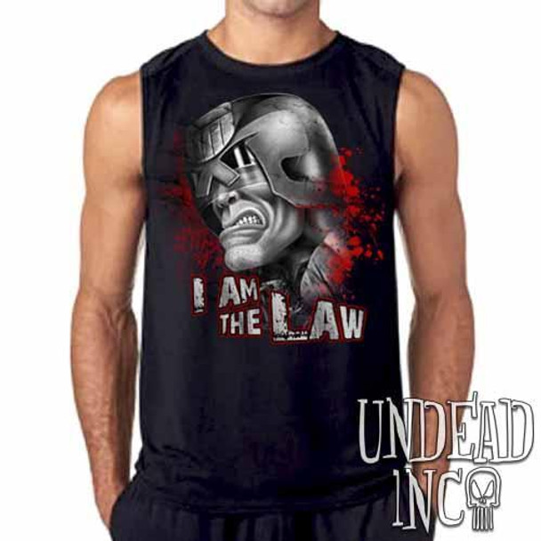 Judge Dredd I AM THE LAW Black & Grey Mens Sleeveless Shirt