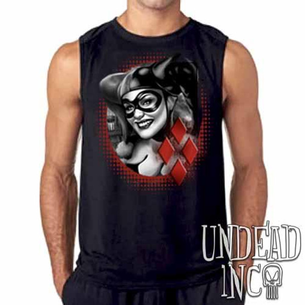 Harley Quinn Black & Grey Mens Sleeveless Shirt